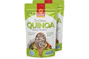CanMar Tri-Colour Quinoa 2 Pack (454g Each) Non-GMO Project Verified, Gluten-Free, High Protein Whole Grain – Resealable Bag 