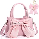 Abbylike Cute Purses for Women Leather Crossbody Handbags with Bow Charm, Adjustable Shoulder Strap and Top Carry Handle