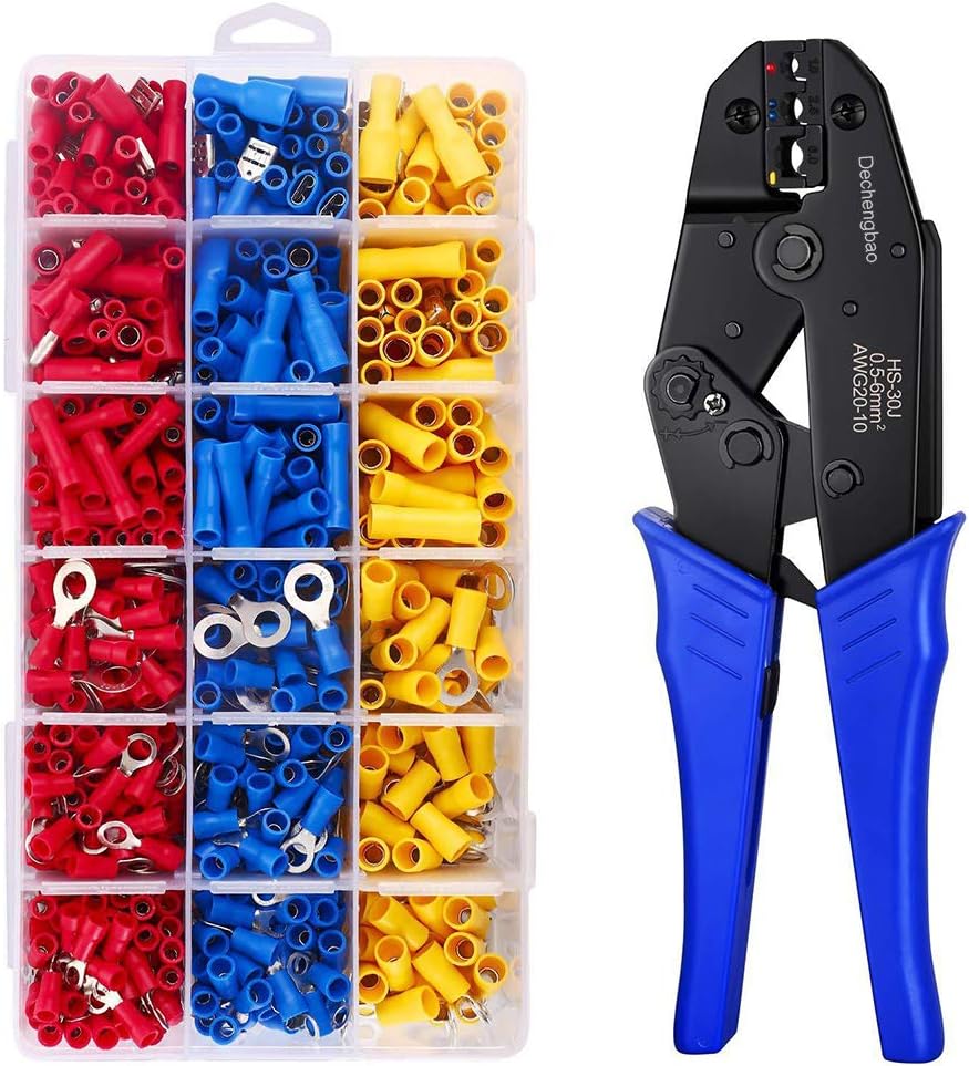Insulated Wire Terminal Crimping Tool Kit, 0.5-6mm² Ratchet Crimping Plier