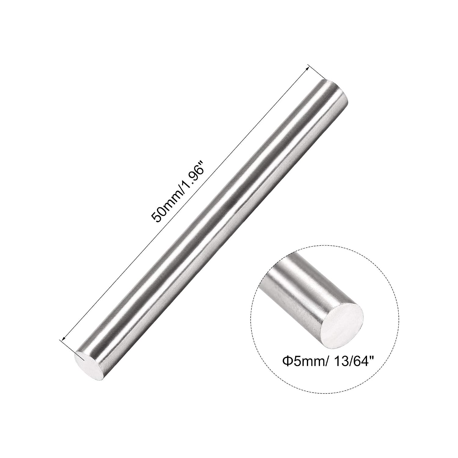 sourcing map 5mm x 50mm 304 Stainless Steel Solid Round Rod for Drift Punches DIY Craft Model Plane Model Ship Model Cars - 20pcs - Image 3