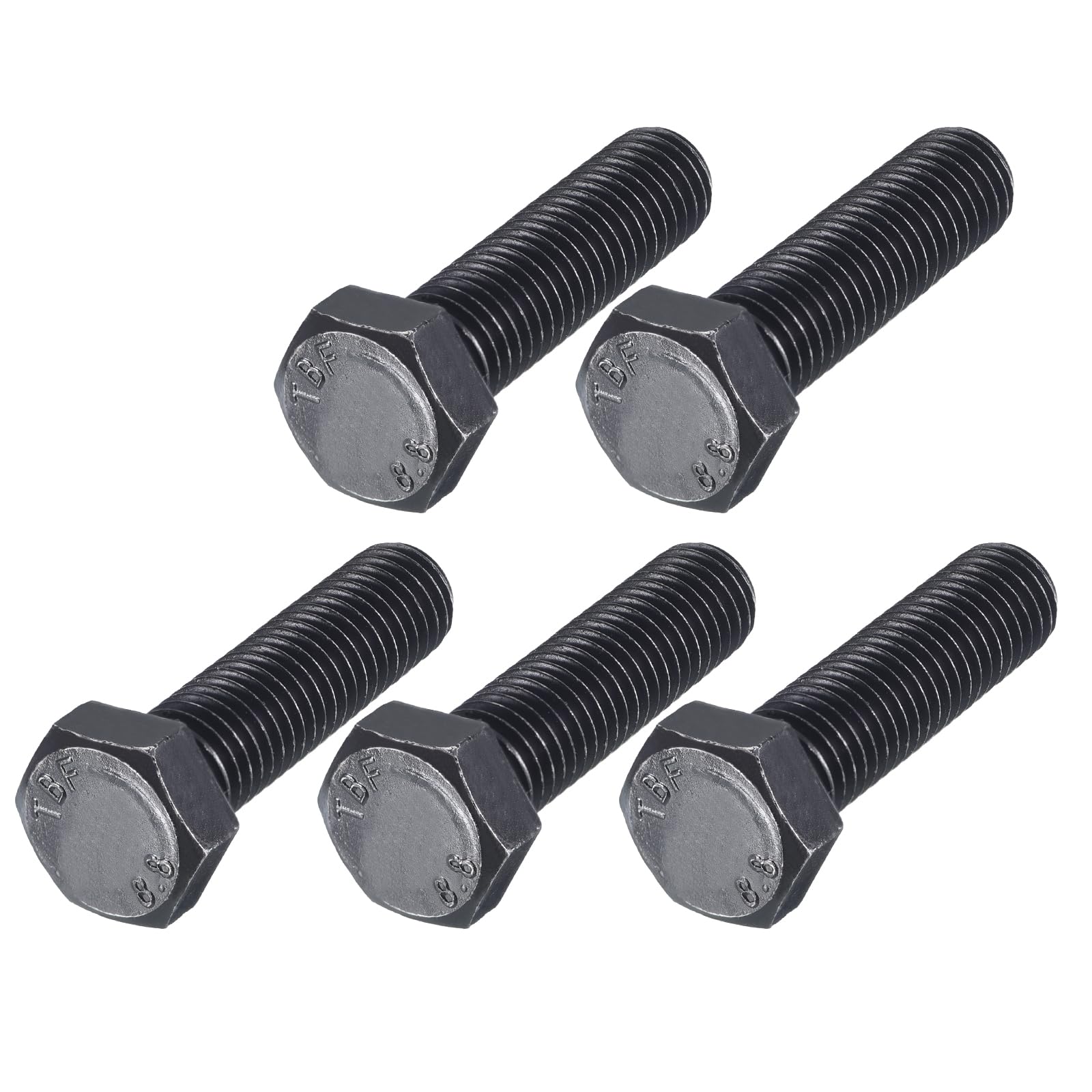 METALLIXITY Hex Bolts (M12-1.75x45mm) 5Pcs, 8.8 Grade Carbon Steel Fully Threaded Black Oxide, Coarse Thread UNC Hex Head Screw Bolt - for Furniture Repair — image 1