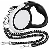 Double Retractable Dog Leash for Two Dogs Up to 115 lbs - 18.6 ft Coupler Leashes for Small Medium Dogs - One Locked System, Non Slip Grip, Tangle Free