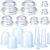 16 Pcs Silicone Cupping Therapy Set Anti Cellulite Cup Vacuum Suction Massage Cup Silicone Cupping Therapy Set for Cellulite Reduction Myofascial Release Massage Therapist Home Use (Clear)