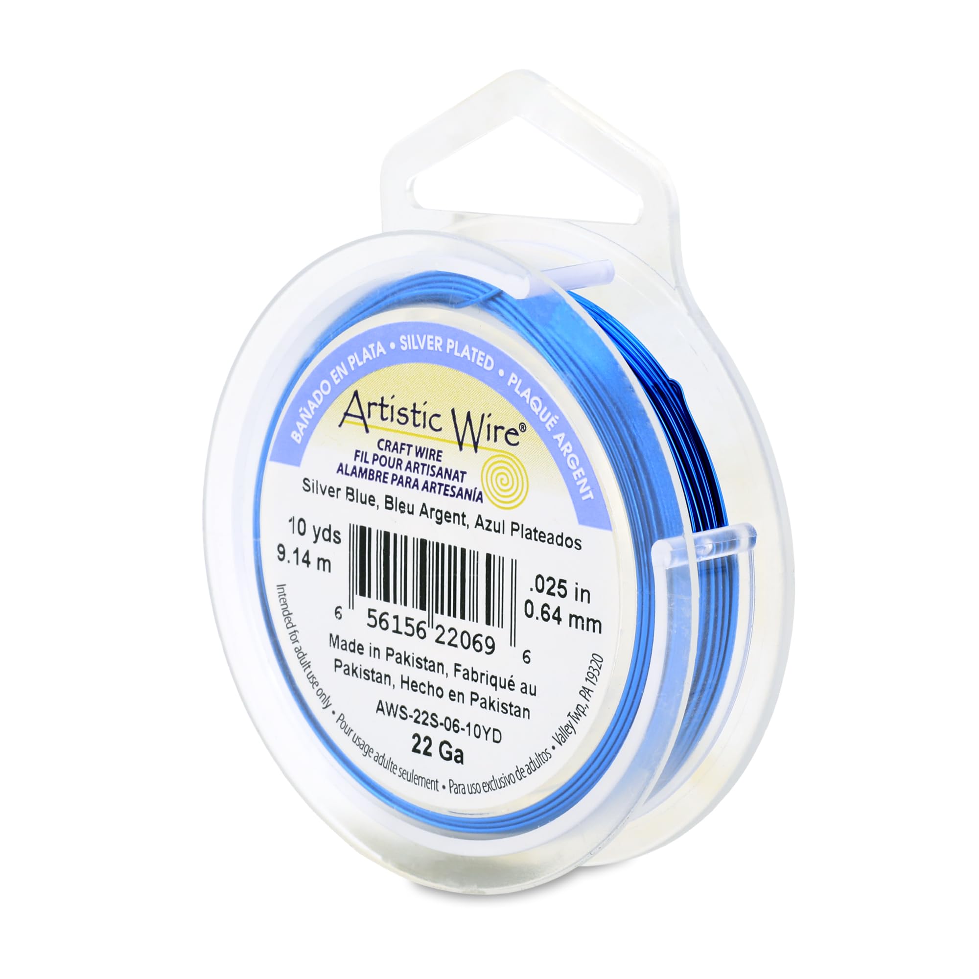 Artistic Wire Plated Tarnish Resistant Colored Copper Craft Wire, Silver Blue, 22 Gauge / .64 mm, 10 yd / 9.1 m — image 1