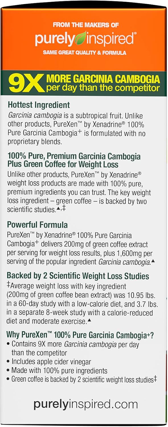 Garcinia Cambogia Weight Loss Pills for Women & Men | Purely Inspired 100% Pure Garcinia Cambogia | Featuring Apple Cider Vinegar | Weight Loss Supplement Pills, 120 Pills (packaging may vary): Health & Personal Care