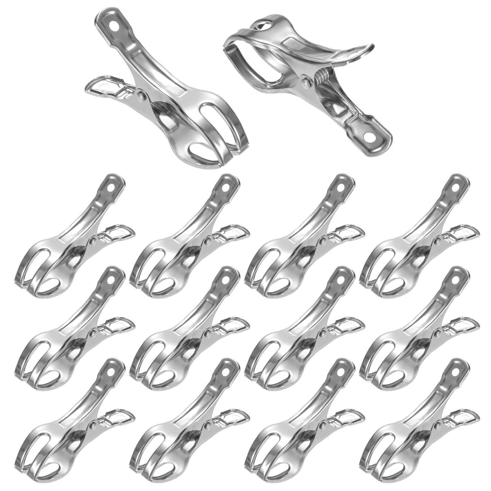 M METERXITY 18-Pack Greenhouse Clamps, Stainless Steel Greenhouse Film Clamps Shading Net Rod Clip Max Dia 4.33 Inch for Garden Net/Row Cover/Greenhouse Plastic Sheeting [Silver]