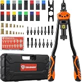 GEARNEST 16" Rivet Nut Tool Kit with 15 Metric/SAE Mandrel, 287 Rivnut | Rivnut Tool Kit with Visual Stroke Indicator, Nutsert Tool Kit with Wrench and Carrying Case for Auto, DIY, Metal Repairs
