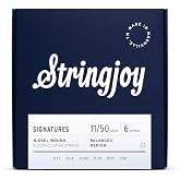 Stringjoy 11-50 Balanced Medium Signatures Electric Guitar Strings | Electric Guitar Strings | 6 String Set | 11-50 | Balanced Medium Gauge | Nickel Wound | Hex Core | 1 Set