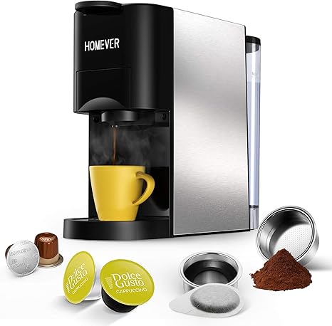 Amazon Com Espresso Coffee Maker Homever Mini Single Serve Coffee Maker Dolce Gusto Coffee Machine Compatible With Nespresso Dolce Gusto Capsule Ground Coffee Ese Pods And Lungo 19 Bar High Pressure Pump Kitchen