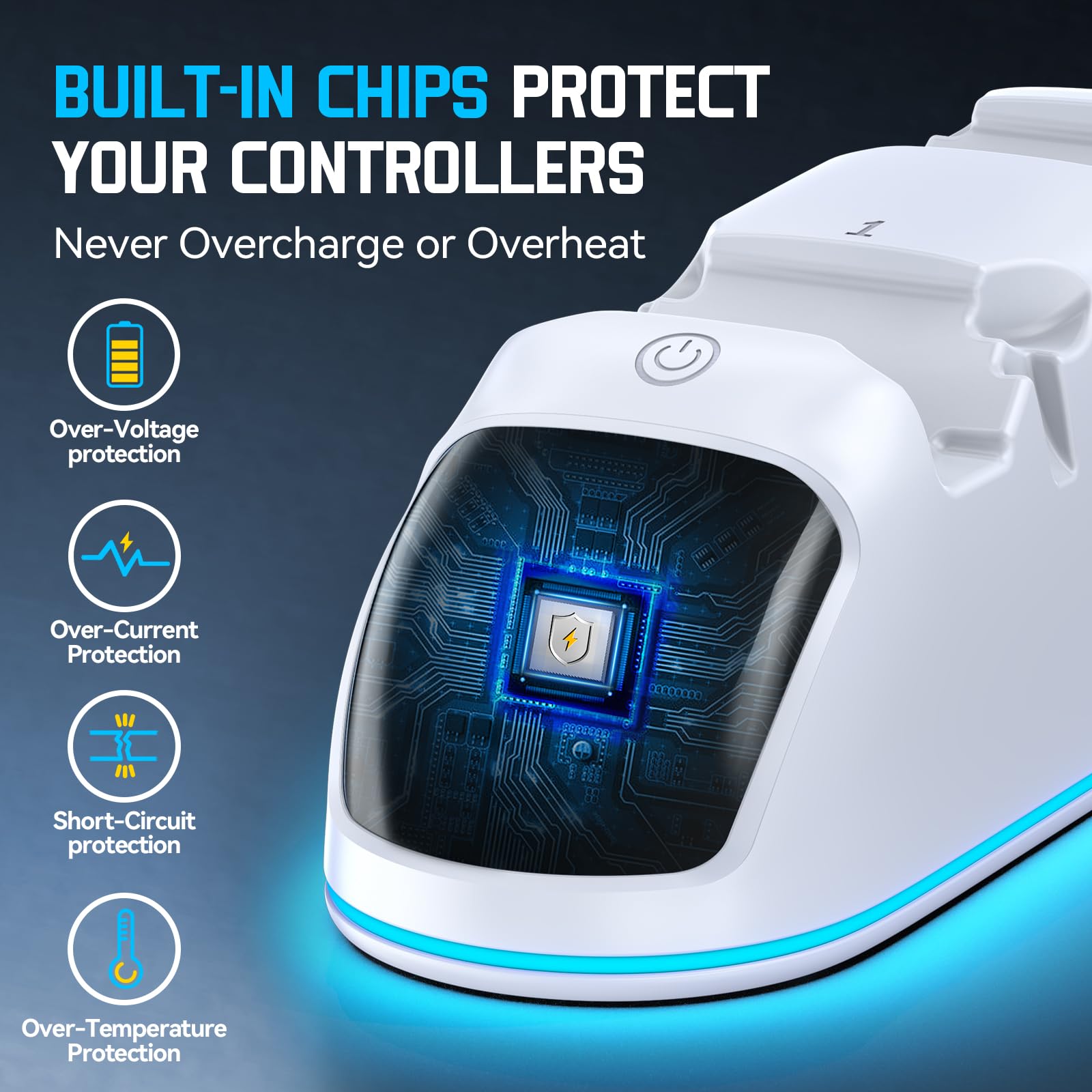 Controller Charger for PS5, Dual Charging Dock Station for PlayStation 5 Dualsense & Edge with RGB Light, Fast PS5 Dual Controller Charging Station with Cable