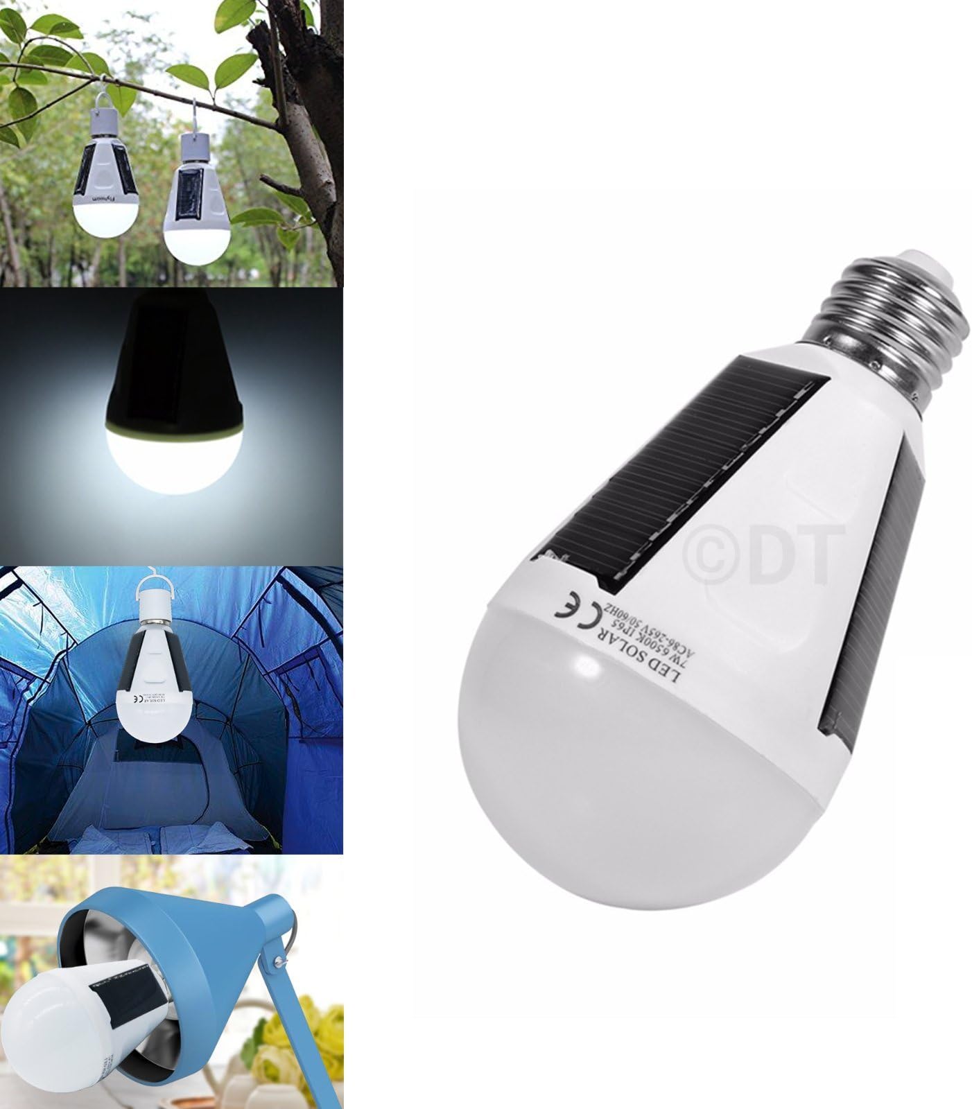 Portable Solar Power LED Bulb Lamp Outdoor Camp Tent Fishing Light 7W E27 New