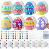 Foilswirl 8 Set Ceramic Easter Egg DIY Painting Kit Graffiti Art Crafts Spring Paint Your Own Easter Party Ceramic Egg Statues Bags Plaster Brushes Acrylic Paints Party Favor for Adults (Classic)