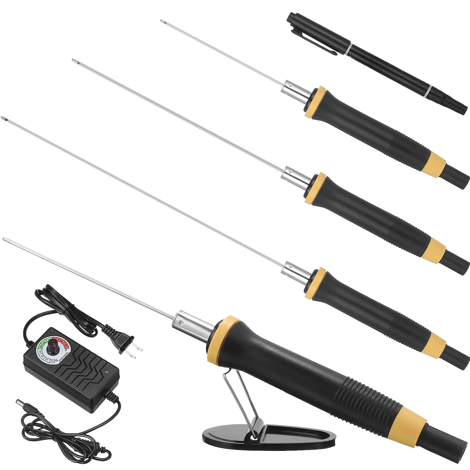 Photo 1 of Threlaco 6 Pcs Foam Cutter Electric Hot Wire Cutter Pen Tools Kit, 4'', 6'', 8'' Foam Board Cutter with Stand, 110-220V/ 36W Digital Voltage Apaptor, Cutting Pen for Foam Cutting, Arts, Crafting