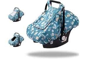 SMTTW Baby Car Seat Cover - Universal Fit, Snug, Breathable, Canopy for Boys/Girls, Ideal for All Seasons (Squirrel)