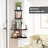 SRIWATANA Corner Shelves 2 Tier Floating Wall Mounted Rustic Black view 2