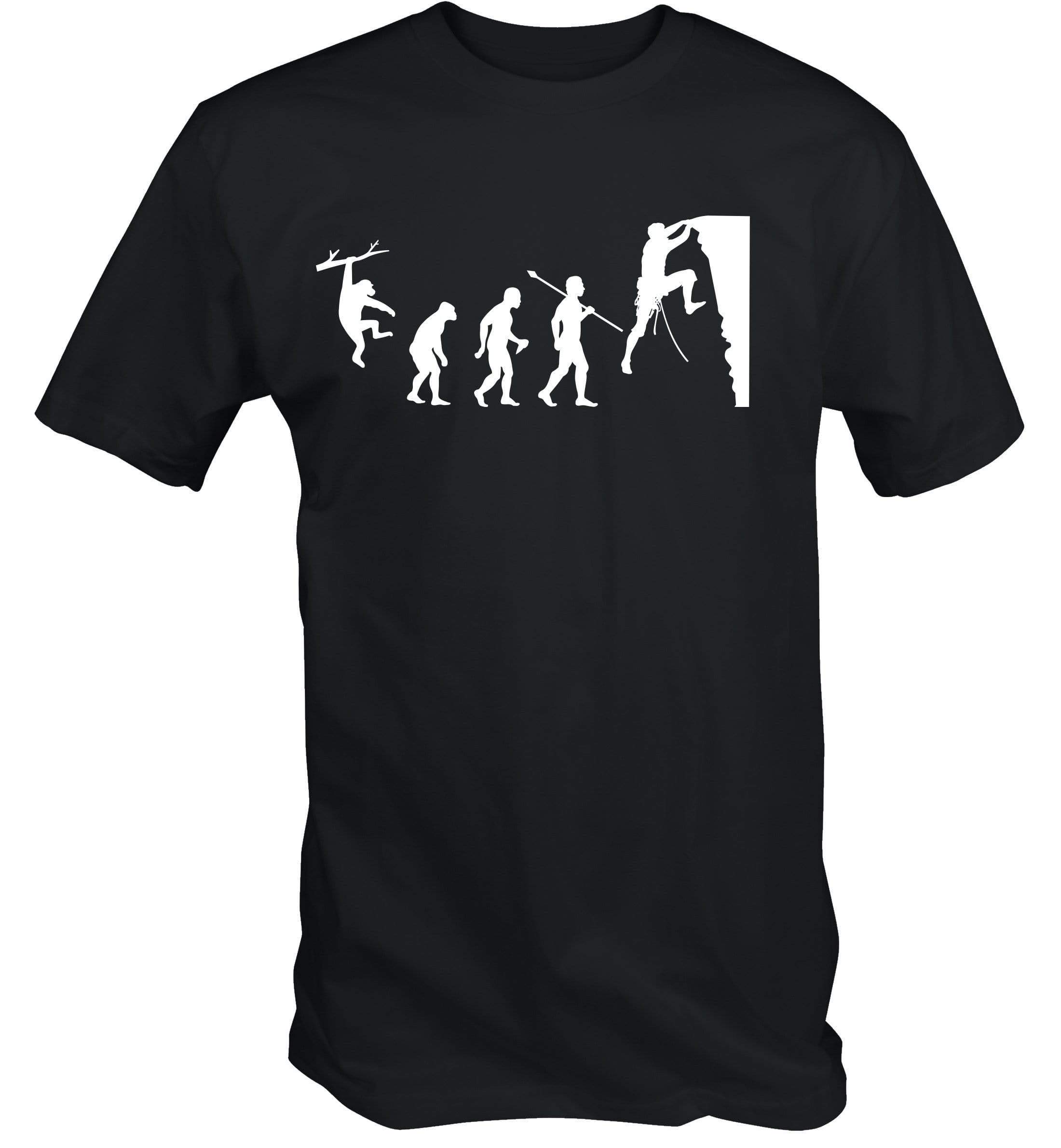 6TN Men's Evolution of Rock Climbing T Shirt (Large) Black