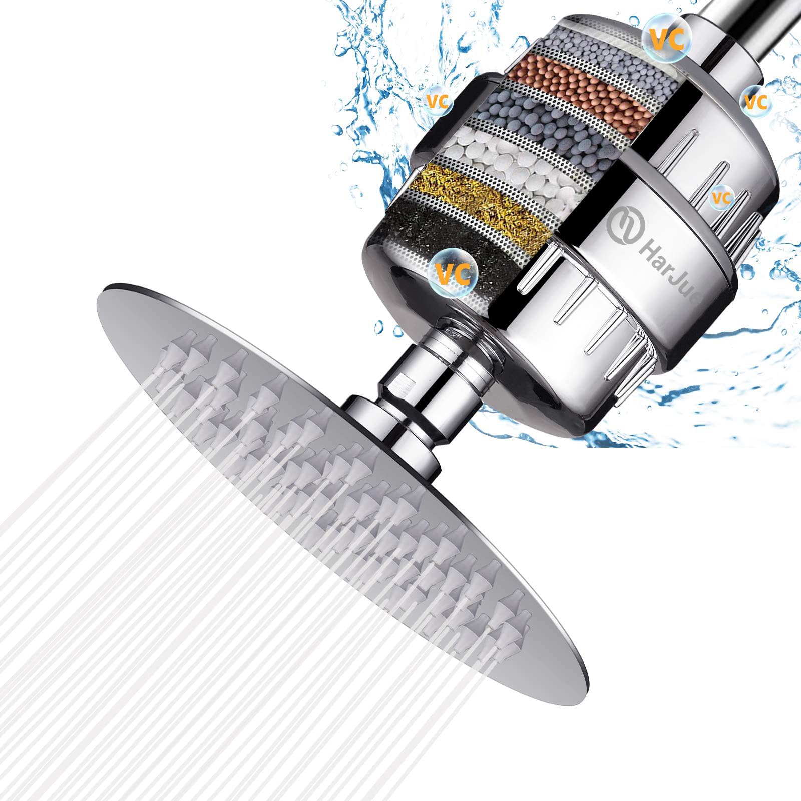 HarJue Filtered Shower Head, High Pressure filter shower combo for Hard ...