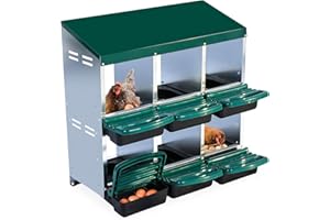 MOCHALIGHT Chicken Nesting Box,6 Compartment Roll Away Nesting Box for Laying Eggs,Wall Mount Chicken Nesting Boxes,Easy Egg Collection,Cleanable Pull Out Hen Roosting Boxes 6 Hole,Green