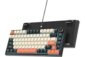 Ussixchare 75% Mechanical Gaming Keyboard - Wired Gasket Mount, Hot Swappable, RGB Backlit, TKL Custom With Knob for PC, Lapt
