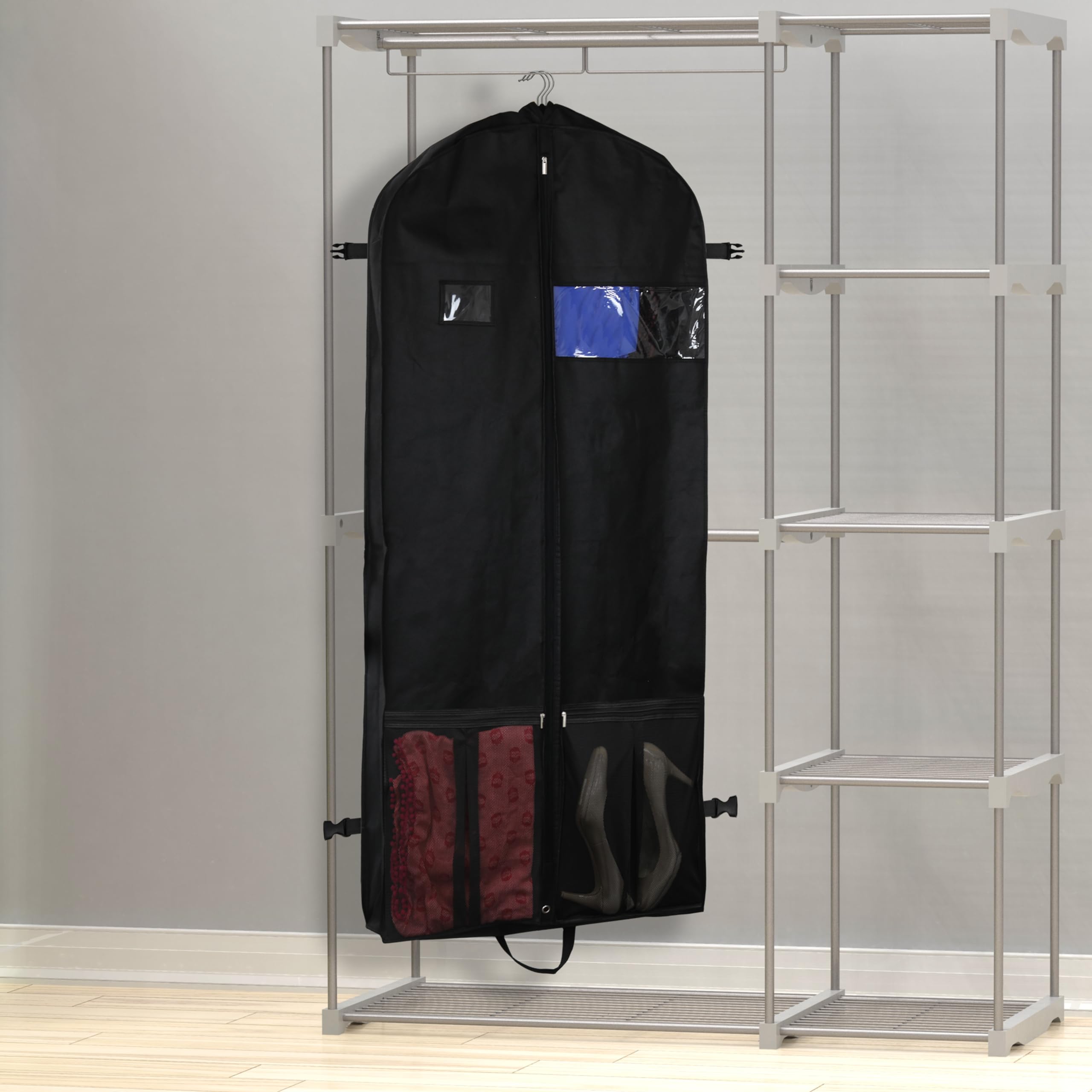 Simple Houseware 60-Inch Travel Garment Bag with Pockets, Heavy Duty 300D Polyester for Suits, Dresses, Coats, Tuxedos