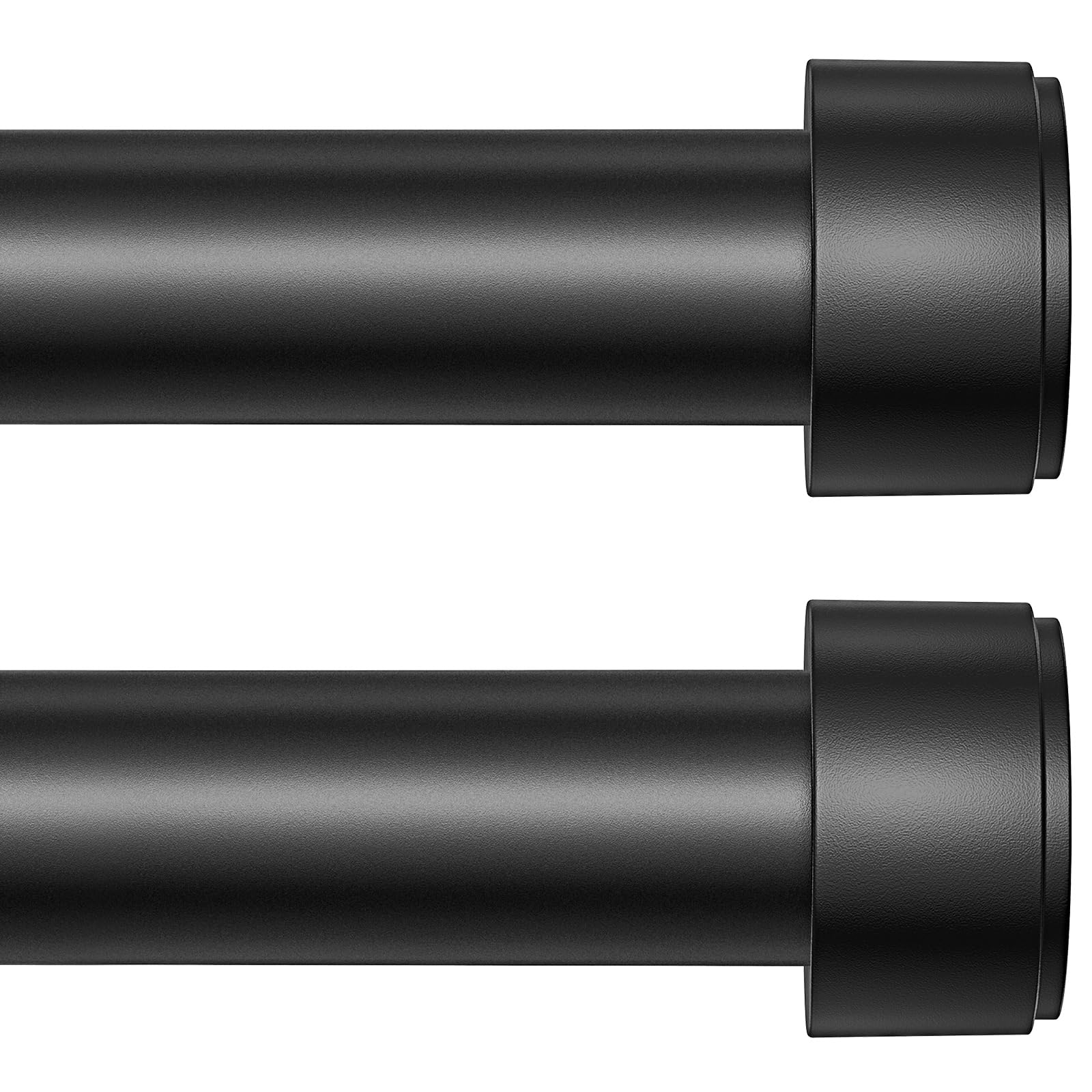 Photo 1 of 2 Pack Curtain Rods for Windows 32-90 Inch, 1 Inch Adjustable Black Curtain Rod Set with Brackets, Easy Install