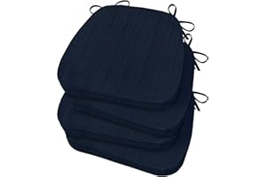 Basic Beyond Chair Cushions for Dining Chairs 4 Pack, D-Shaped Kitchen Chair Cushions with Ties Set of 4, 2.5" Thick Seat Cushions for Dining Room/Kitchen Chairs, 17" x 16", Navy