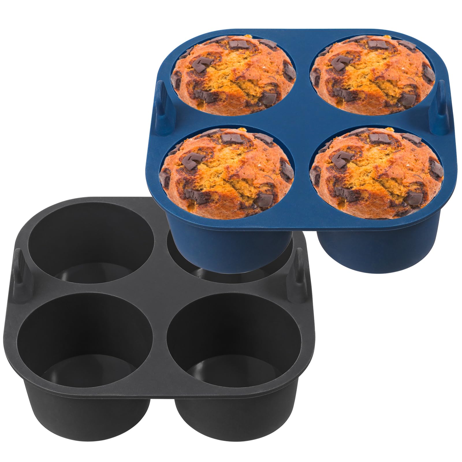 webake Silicone Deep Muffin Tray for Air Fryer 2 Pcs 8cm Large Muffin Cases Giant Cupcake Moulds Cupcake Baking Trays for Baking Cupcakes, Cakes, Pudding 18.5 x 18 x 5 cm