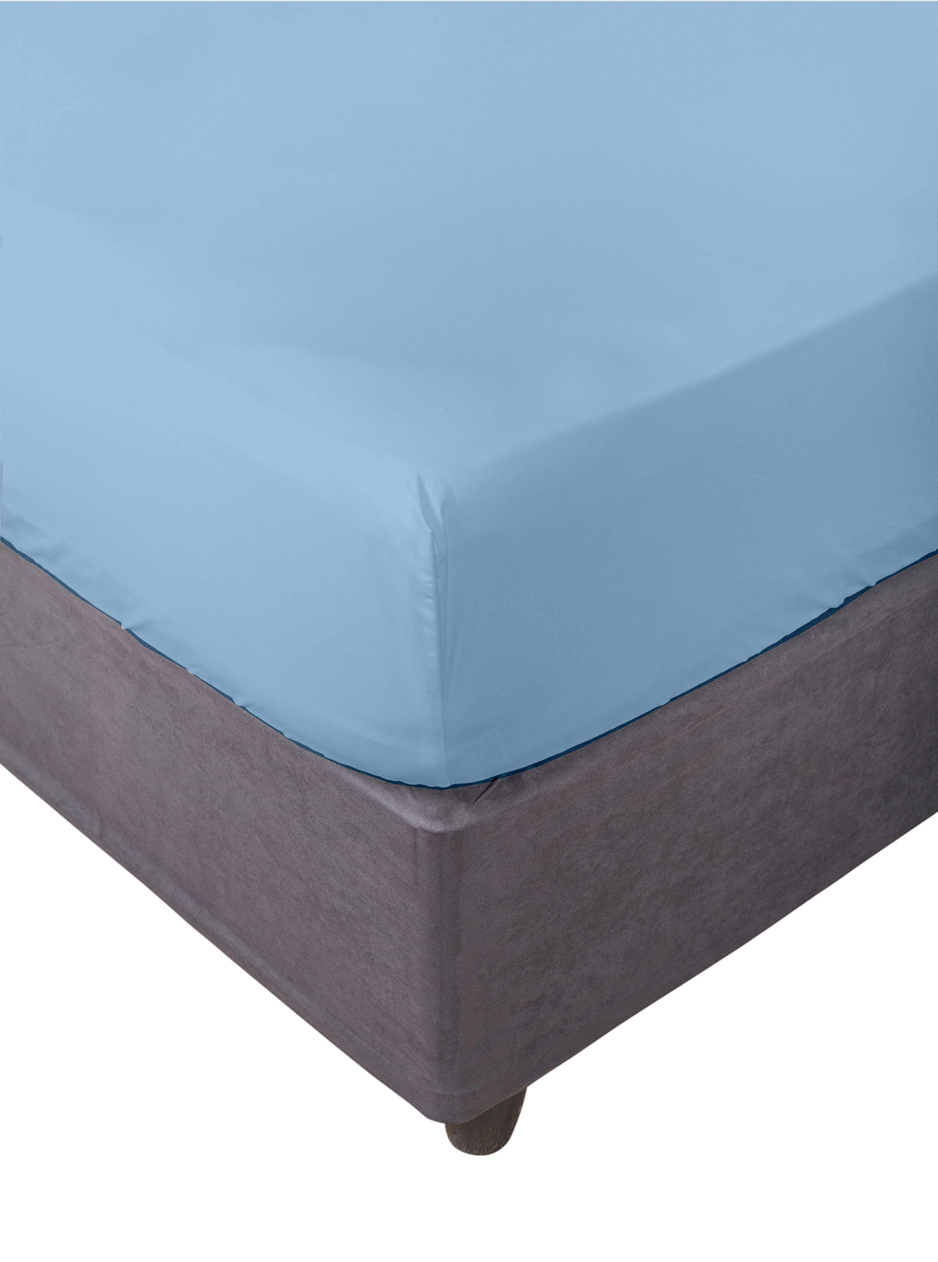 Miracle Home. Fitted Sheet, Elastic, Soft, Comfortable, Anti-Pilling. Cotton 50% 50% Polyester. Sky Blue. 200 x 200 cm
