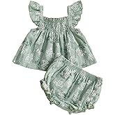 Summffie Infant Baby Girl Summer Clothes Ruffle Sleeveless Shirt Tank Tops Bloomers Shorts Set 2 Piece Cute Toddler Outfits
