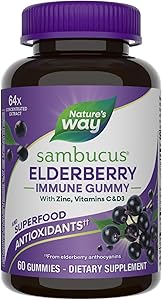 Nature’s Way Sambucus Elderberry Immune Support Gummies for Kids & Adults* with Black Elderberry Extract, Vitamin C, Vitamin 