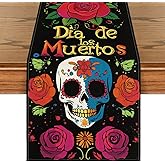 Artoid Mode Sugar Skull Mexican Dia De Los Muertos Table Runner, Day of The Dead Kitchen Dining Table Decoration for Home Party Decor 13x72 Inch