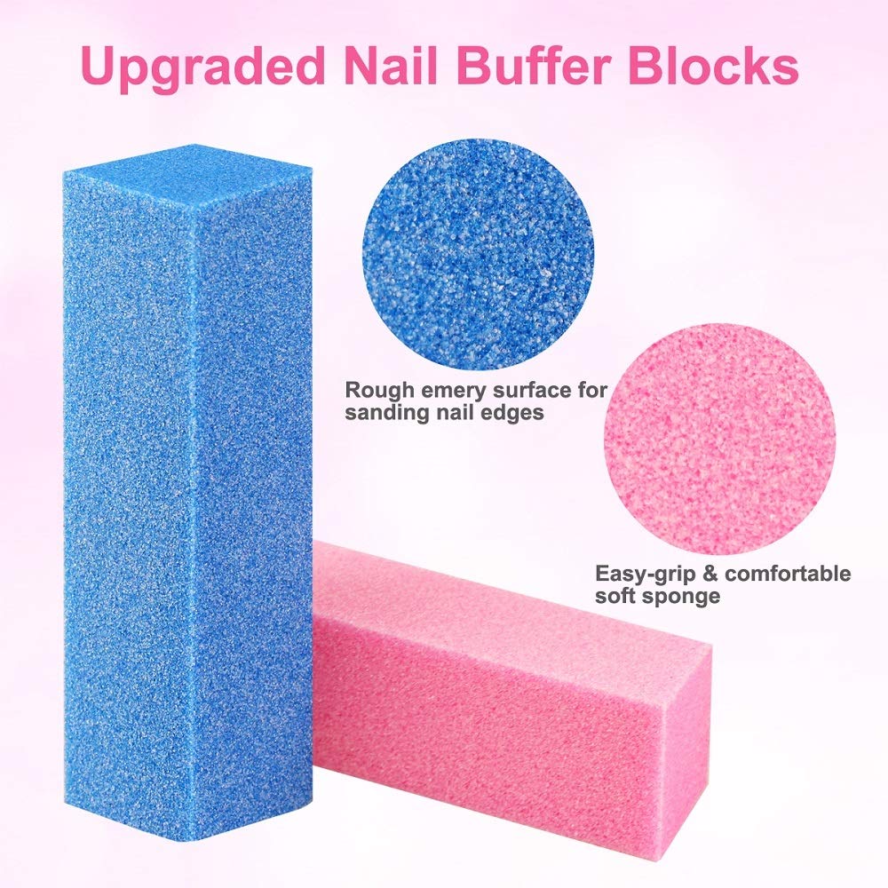 14Pcs Nail Files and Buffers Set Professional, Rough Emery Boards for Nails 100/180 Grit, Nail Buffer Block Kit for Natural Nails Last Long, Nail filer Buffing for Home Salon Use : Beauty