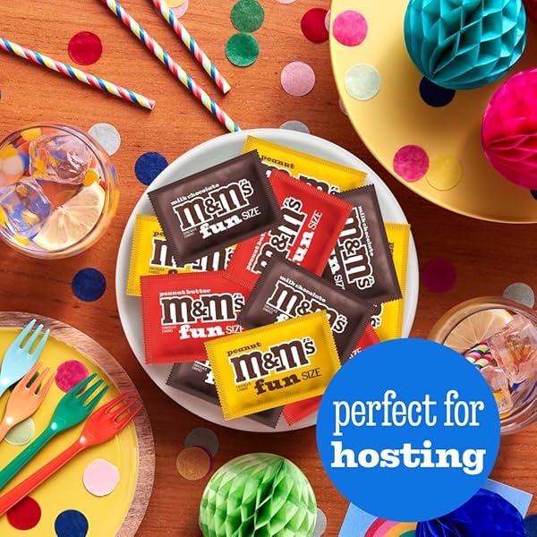 MARS M&M’S MILK CHOCOLATE, PEANUT & PEANUT BUTTER FUN VARIETY PACK, PARTY SIZE, 19.41 OZ BULK CANDY BAG(1.36 POUNDS)