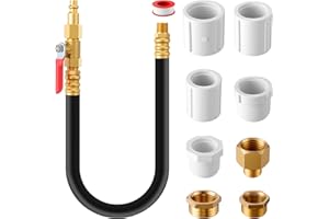 Hohean Winterize Sprinkler Blowout Adapter Kit with Shut Off Valve, 12" Hose RV Winterize Kit with Air Compressor Quick Connect for Irrigation System & RV, Includes 1/4" to 1" NPT MNPT & FNPT Thread
