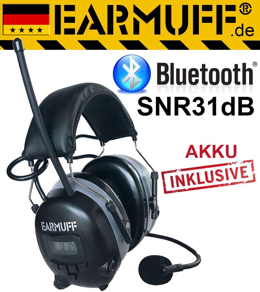 Headphones 2017 DS-alert earmuff, dynamic 31 dB ear protectors with Bluetooth and surround sound environment awareness, extra tough radio ear protection, headphones with smartphone AUX in cable