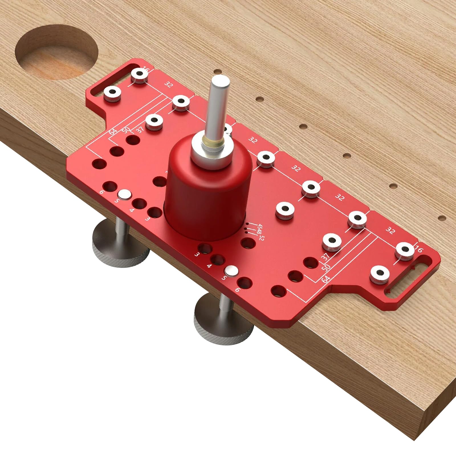 Shelf Pin jig, 2 in 1 Hinge Jig Self-Contained Clamping Function All Metal Shelf Pin Drilling Jig with 7 Drill Bits Shelf Jig, Cabinet Hardware Jig Tool Drill Guide