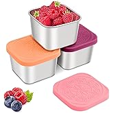 Qukaka Stainless Steel Snack Containers for Kids,7.2oz Easy Open Leak Proof Reusable Snack Box Container with Lids,Small Lunch Containers for Meal Prep,School,Picnic and Travel-3Pack