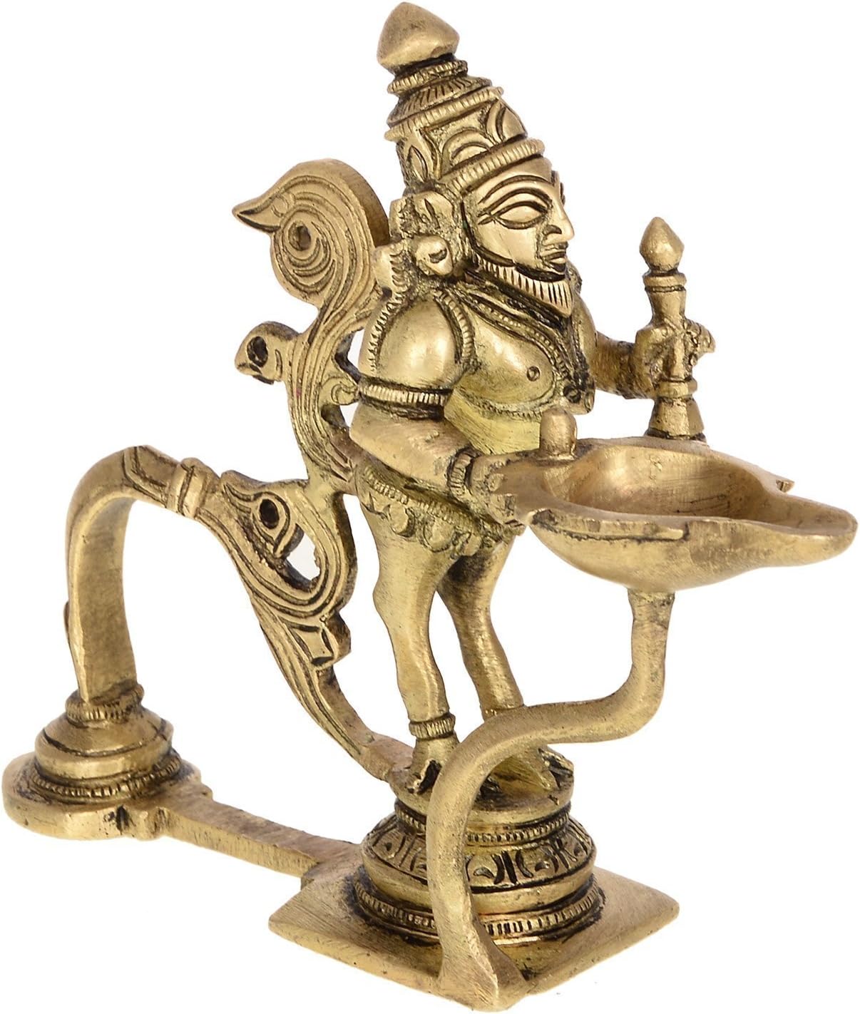 Purpledip Rare and Unique Pure Brass Brahma Aarti Deepak (10224), Brown, Standard - Image 4