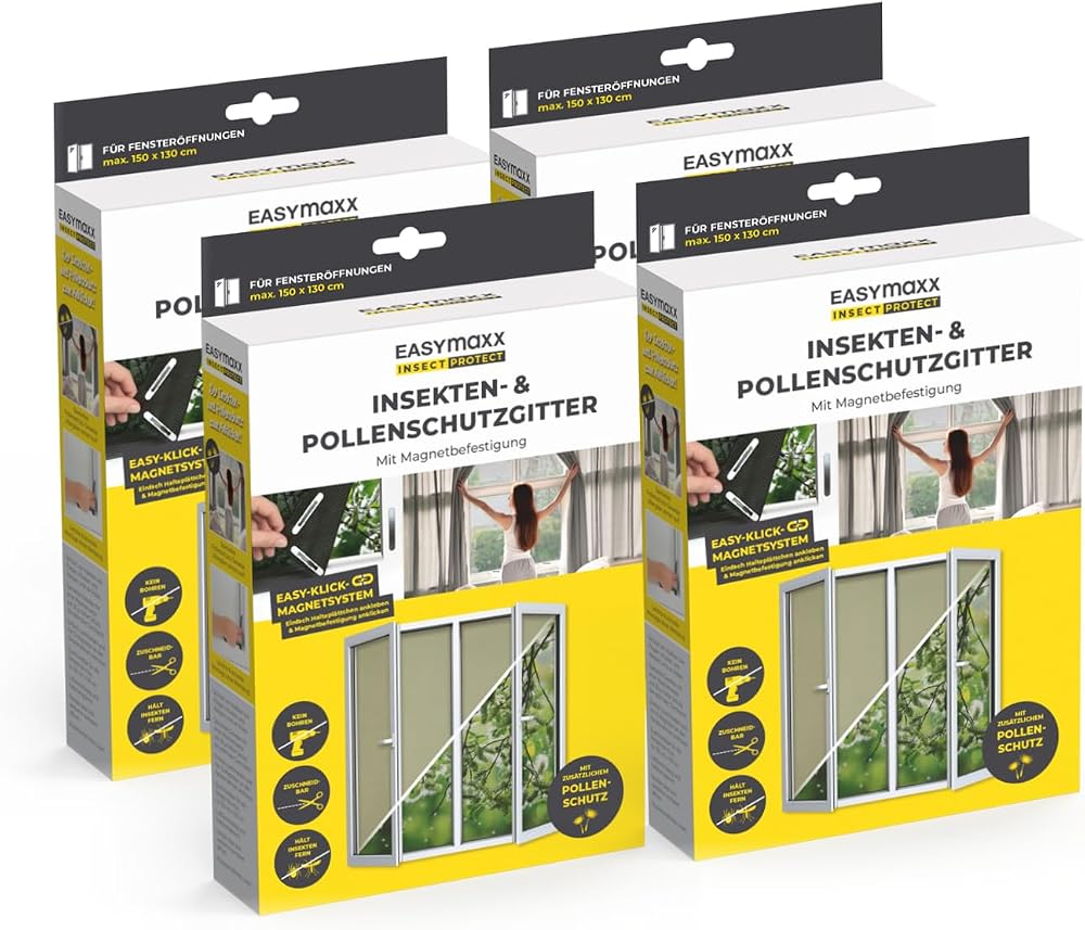 EASYmaxx Insect Protect Insect & Pollen Screen 130 x 150 cm 4 Pieces