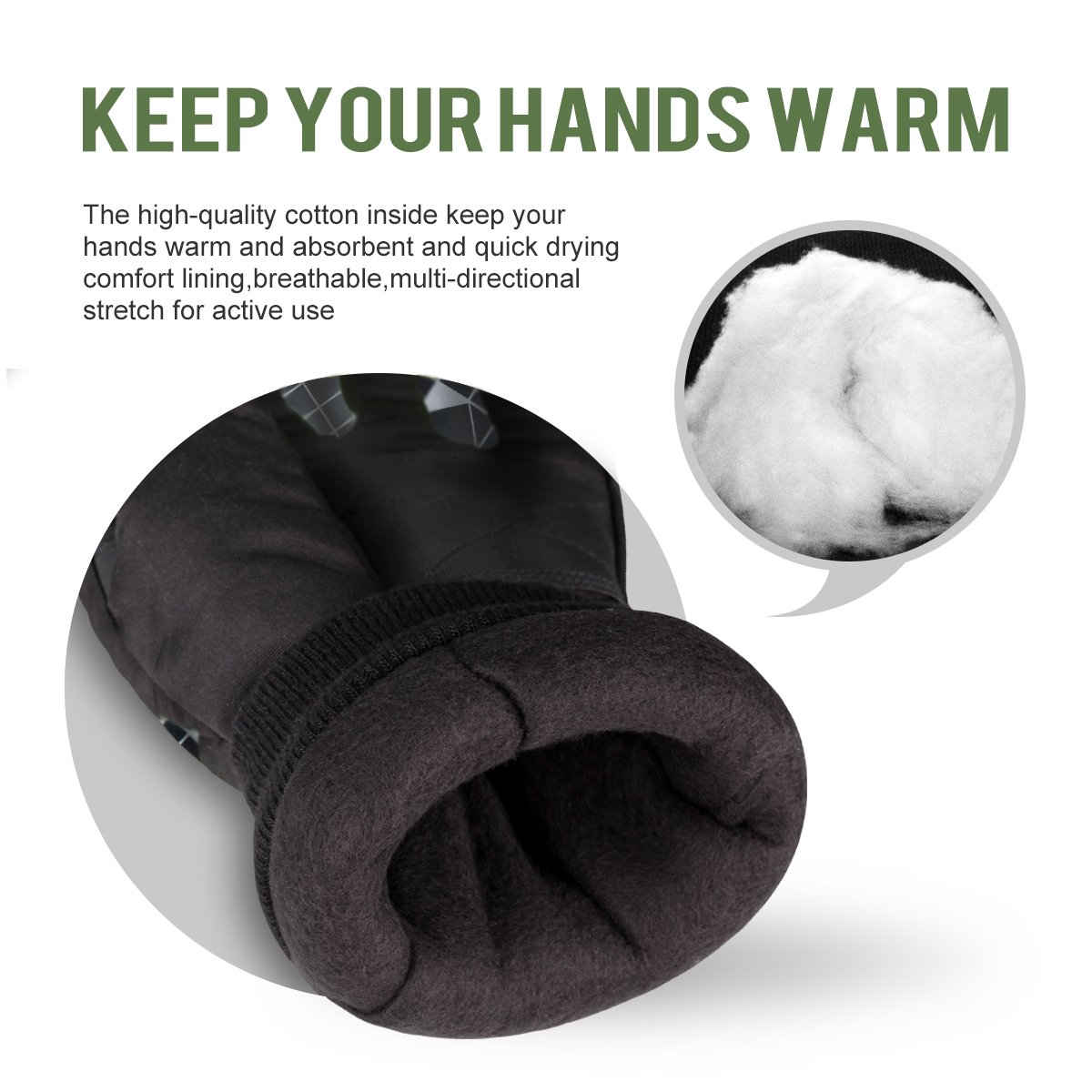 Ski Gloves for Man and Women Waterproof Windproof Snow Skiing Snowboarding Snowmobile Gloves with Non-slip and wear-resistant for Winter outdoors (M, black&plaid)