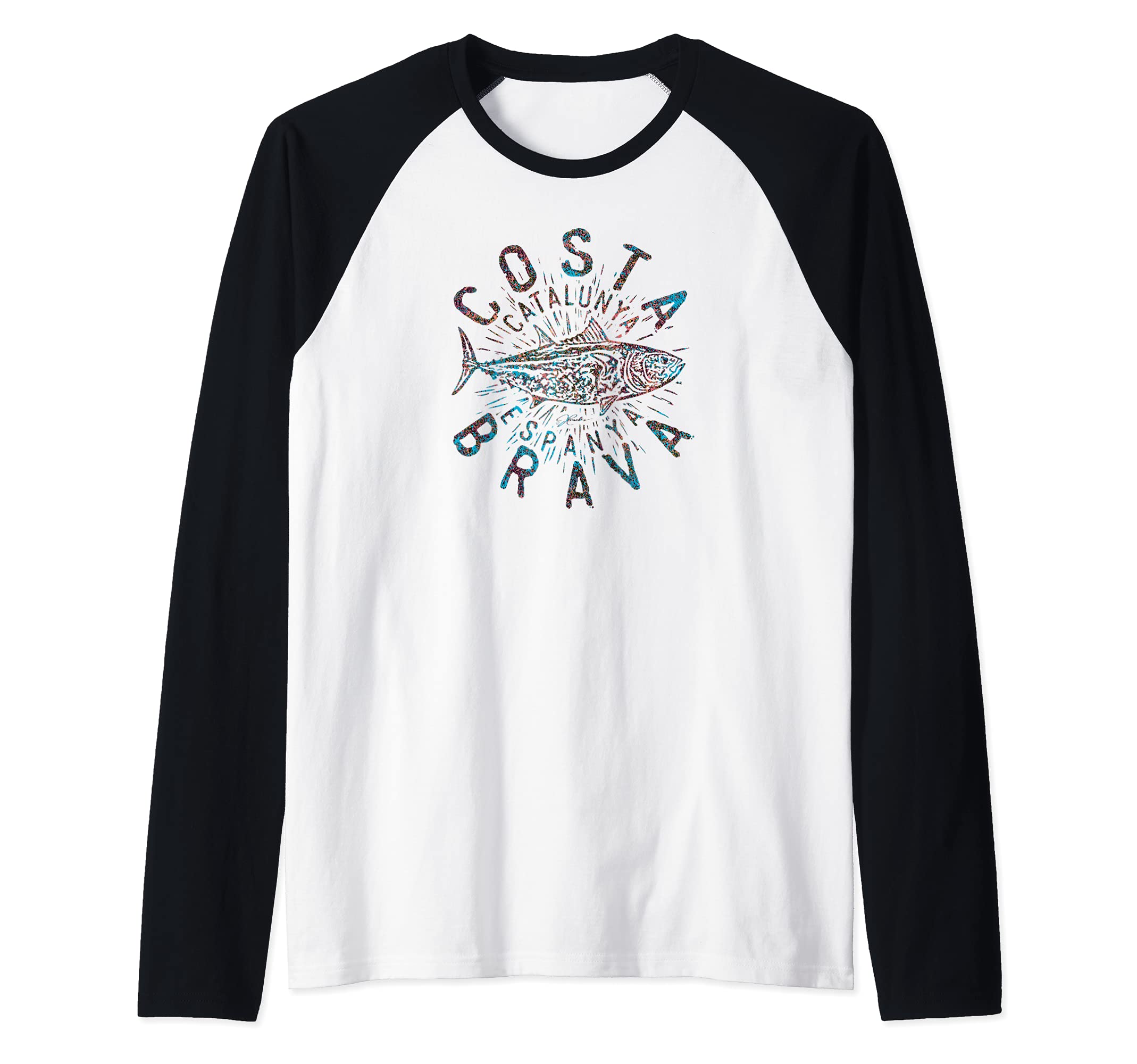 JCombs: Costa Brava, Catalonia, Spain, Bluefin Tuna Raglan Baseball Tee
