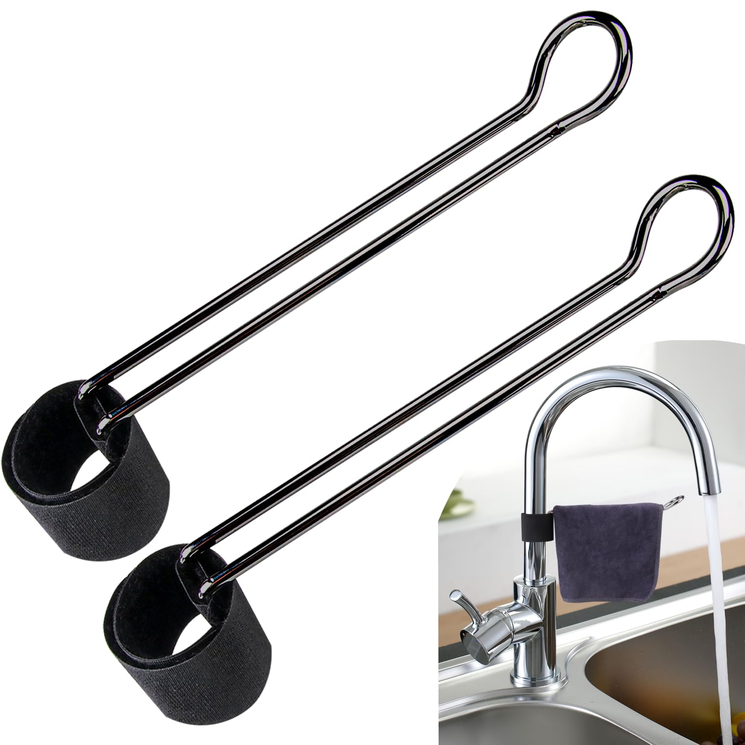 Photo 1 of 2 Pack Dish Holder for Multiple Kitchen Sink Faucets (Gray)