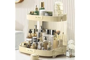 XIAPIA Makeup Organizer for Vanity, 2 Tiers Skincare Organizers and Storage, Large Countertop Organizer for Cosmetic, Perfume, Lipstick, Bathroom Counter Organizer Gifts for Women, Cream