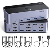 UGREEN 8K@60Hz HDMI Displayport KVM Switch 3 Monitors 2 Computers, Aluminum | 4K@240Hz, with 4 USB 3.0 Ports, for 2 Computers Share Triple Monitors, with 4 DP+2 HDMI+2 USB Cables/Power Adapter/Controller