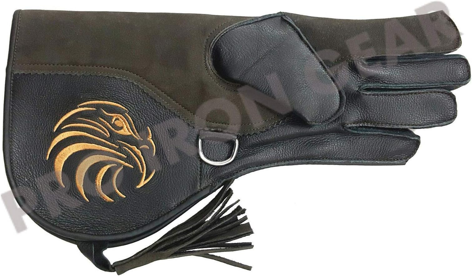 Falconry Cowhide + Nubuck Leather Gloves with Embroidery Logo (L) 13 INCH