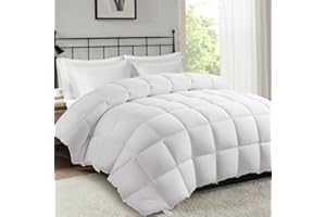 MERITLIFE Summer Cooling Comforters King Size Fluffy All Season White Down Alternative Comforter Lightweight Quilted Duvet Insert with 8 Corner Tabs (White King, 90"x102")