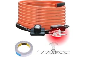 Cupohus Heat Tape for Water Pipes with Thermostat 30FT, Freeze Protection Self-Regulating Heat Trace Cable for Metal, Plastic