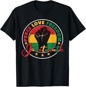 Juneteenth African Peace Love Black Freedom 1865 Juneteenth T-Shirt