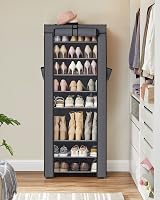 SONGMICS 10 Tier Shoe Rack Cabinet Grey RXJ10G 27-35 Pairs Free Standing view 3
