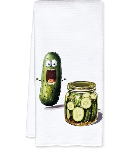 Funny Pickle Dish Towel - Cotton Blend, 16x24 Inches, 'I'm Here To Eat All The Pickles' Print, Perfect Gift For Pickle Lovers